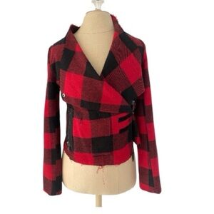 BB Dakota Red and Black Plaid Bomber Jacket